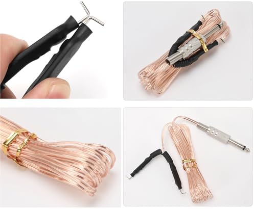 TorSor 2 Pack Tattoo Clip Cord 1.8M 6FT Hook Power Supply Line Cable Cords Adapter 6.35mm 1/4 Plug Connection For Tattoo Machine Equipment Gun Spare Parts Accessory Transparent + Black