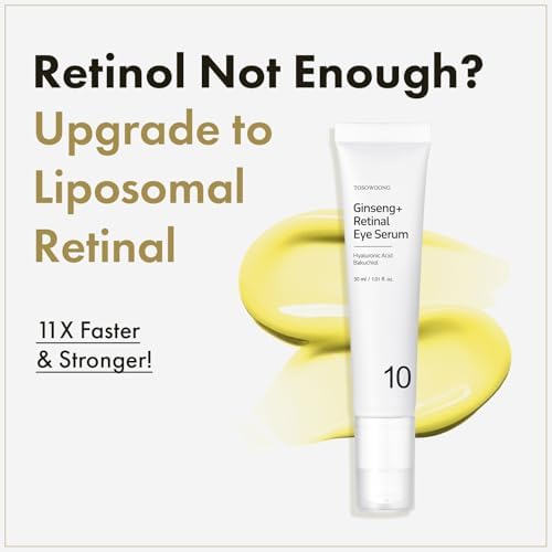 TOSOWOONG Ginseng Plus Eye Serum With 0.02% Retinal Niacinamide & Bakuchiol Korean Skincare 30ml 1.01 Fl.oz