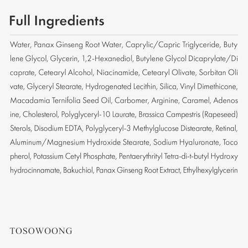 TOSOWOONG Ginseng Plus Eye Serum With 0.02% Retinal Niacinamide & Bakuchiol Korean Skincare 30ml 1.01 Fl.oz