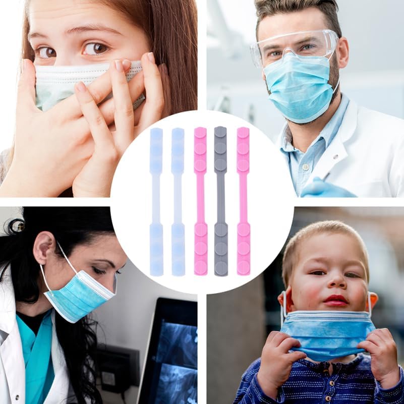 TOVINANNA 6pcs Adjustable Mask Hooks Silicone Ear Protectors For Comfortable Wear Relieves Ear Pressure Random Colors For Daily Use