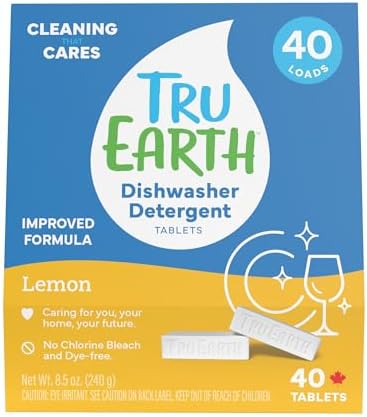 Tru Earth Dishwasher Detergent Tablets Eco Friendly Alternative to Liquid Pods 40 Tablets Lemon