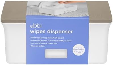Ubbi Baby Wipes Dispenser With Weighted Plate And Secure Seal Nursery And Baby Registry Essential To Keep Wipes Fresh Taupe