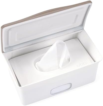 Ubbi Baby Wipes Dispenser with Weighted Plate and Secure Seal Nursery and Baby Registry Essential to Keep Wipes Fresh Taupe