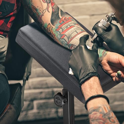 Udefineit Tattoo Armrest Stand Tattoo Legrest 180° Rotation Double Fixed & Adjustable Height Tattoo Arm Rest With Ⅰ Base Structure Strong Stability Arm Rest Stand For Tattooing Studio Salon