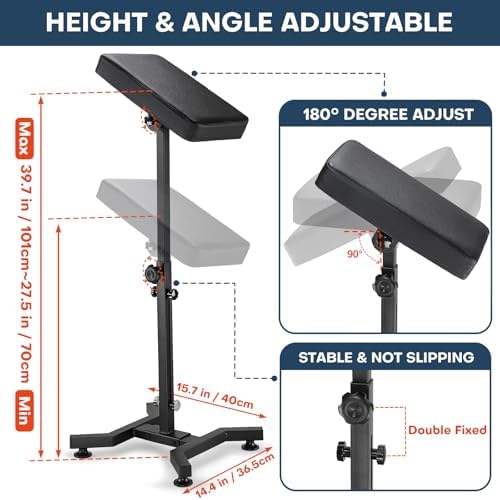 Udefineit Tattoo Armrest Stand Tattoo Legrest 180° Rotation Double Fixed & Adjustable Height Tattoo Arm Rest With Ⅰ Base Structure Strong Stability Arm Rest Stand For Tattooing Studio Salon