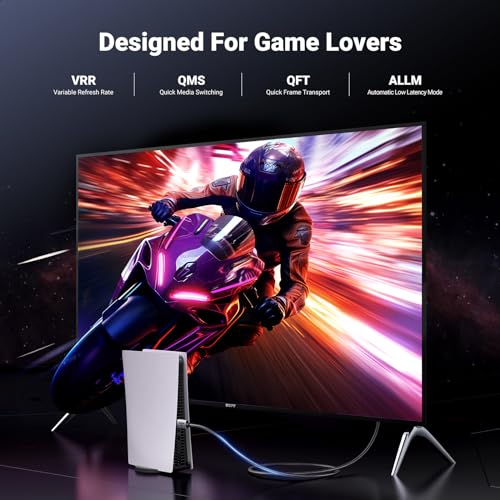 UGREEN 10K 8K HDMI 2.1 Cable 48Gbps 6FT Certified 8K 60Hz 4K 120Hz 144Hz High Speed Gaming Cable Braided Cord EARC HDCP 2.3 Dynamic HDR Compatible For HDTV/PS5/Xbox/SoundBar/RTX3090/Blu-ray