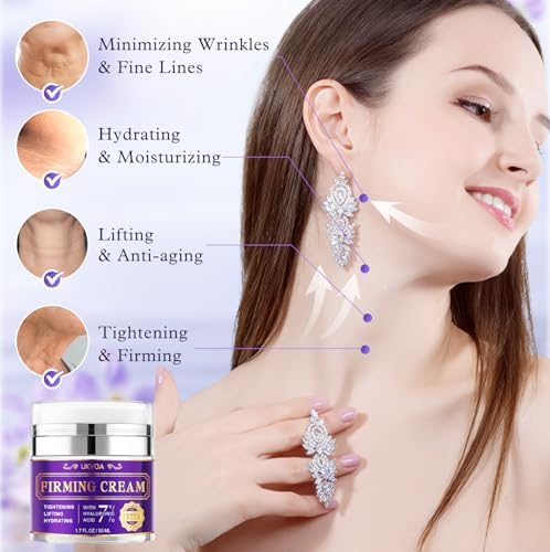 UKVOA Retinol Wrinkle Cream For Neck & Face Anti-Aging Facial Moisturizer For Women With Collagen & Hyaluronic Acid Neck Cream For Tightening And Firming 1.7 Fl Oz