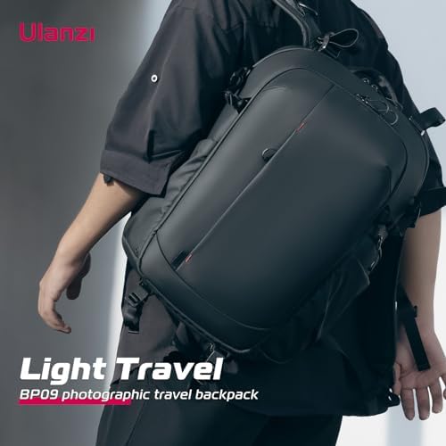 ULANZI Camera Backpack Professional Bag Water-Resistant Photography Camera Case Anti Theft Travel For Photographers Women Men DSLR Mirrorless Camera Lens Tripod Holder 16 Inch Laptop Black 22L