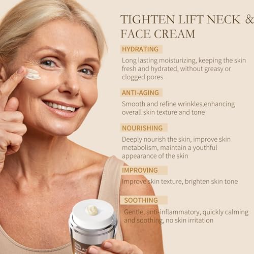 ULTIBELA Tighten And Lift Neck Cream Deep Hydration Neck Firming Cream With Collagen & Honey Anti-Aging & Wrinkle Moisturizer For Face Neck & Décolleté Women & Men 1.7 Fl Oz