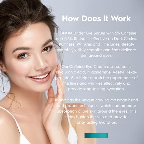 Under Eye Cream For Dark Circles And Puffiness Eye Serum With Caffeine Retinol Peptides & Hyaluronic Acid