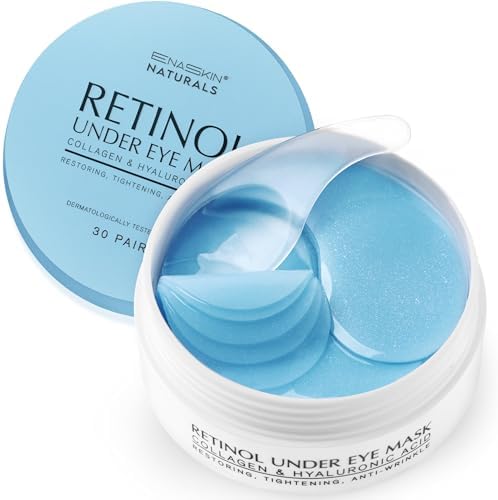 Under Eye Patches for Dark Circles: 30 Pairs Retinol Collagen Eye Gel Masks - Refreshing Under Eye Care for Appearance of Wrinkles & Puffiness - Gift for Moms Travelers Night Workers (Navy)