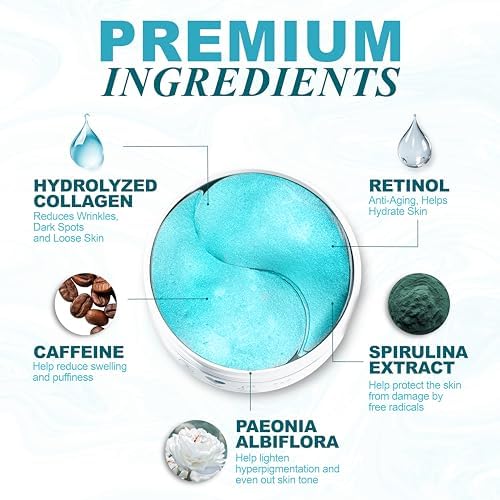 Under Eye Patches For Puffy Eyes And Dark Circles - Retinol Collagen Under Eye Masks - Reduce Wrinkles & Bags - Skin Treatment Pads - Anti Aging Moisturizer Mask For Women Gift - 60 Gel Pads