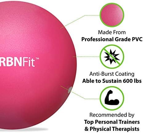 URBNFit Mini Pilates Ball - Small Exercise Ball For Yoga Pilates Barre Physical Therapy Stretching And Core Fitness - Bender Ball Includes Workout Guide
