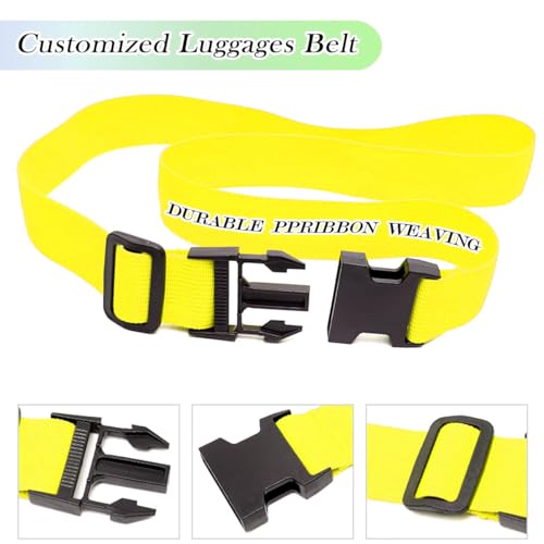 VectWaby Personalized Luggage Straps Customized Suitcase Belt Embroidered Name/Text Secure Bag Adjustable Suitcases Band Gifts For Business Traveler - 13 Colors - Adjusts From 38" To 74"