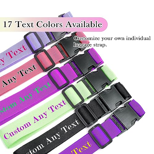 VectWaby Personalized Luggage Straps Customized Suitcase Belt Embroidered Name/Text Secure Bag Adjustable Suitcases Band Gifts For Business Traveler - 13 Colors - Adjusts From 38" To 74"