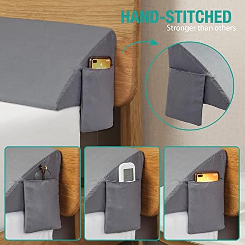 Vekkia Queen Bed Wedge Pillow/Mattress Gap Filler/Headboard Pillow/Bed Gap Filler Close Gap (0-6") Between Your Mattress And Headboard Stop Loosing Your Phone&Glasses(Gray 60"x10"x6")