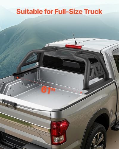 VEVOR Truck Bed Roll Bar Customized Sport Bar Chase Rack Compatible With Full-Size Pickup Carbon Steel Construction With Extension Light Bracket No Rack Included