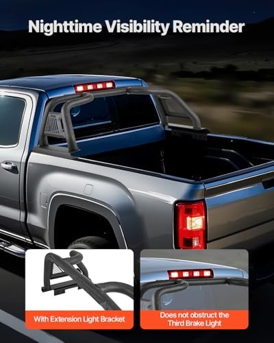 VEVOR Truck Bed Roll Bar Customized Sport Bar Chase Rack Compatible With Full-Size Pickup Carbon Steel Construction With Extension Light Bracket No Rack Included