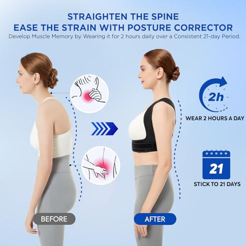 VICORRECT Posture Corrector For Women And Men: Adjustable Upper Back Brace Support - Shoulder Straightener Office Home Use Posture Trainer