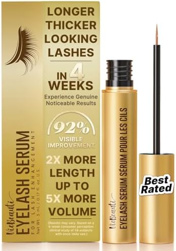 VieBeauti Eyelash Growth Serum 5mL: Lash Serum with Advanced Formula for Longer Fuller Thicker Lashes & Cruelty-Free Safe for Sensitive Eyes 5-Month Supply
