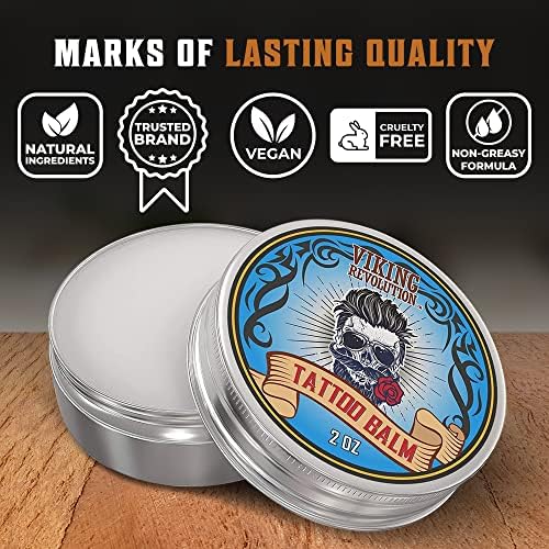 Viking Revolution Tattoo Aftercare Balm (57g / 2 Oz) - For Before During & Post Tattoo – Safe Natural Tattoo Cream – Moisturizing Lotion To Promote Skin Healing – Tattoo Brightening Treatment Viking Revolution Tattoo After
