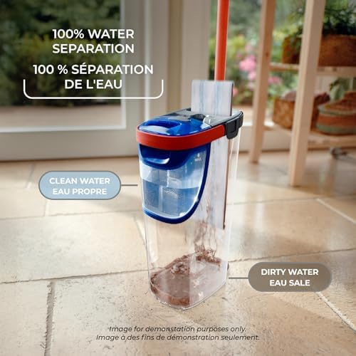 Vileda H2prO Flat Mop And Bucket Set 100% Clean & Dirty Water Separation Wall Mop Baseboard Cleaning Tool Machine Washable Reusable Microfiber Mop Head Safe On All Floor Types