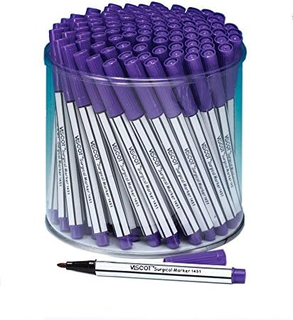 Viscot FINE TIP 100 Mini Piercing & Tattoo Skin Markers in Case Purple Ink by Viscot