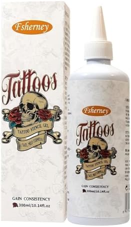 VRAIKO Fsherney Tattoo Transfer Gel 300ml Large Tattoo Stencil Gel Cream Skin-Friendly & Fast-Drying Transfer Solution for Clear & Long-Lasting Designs Clean and Easy Application