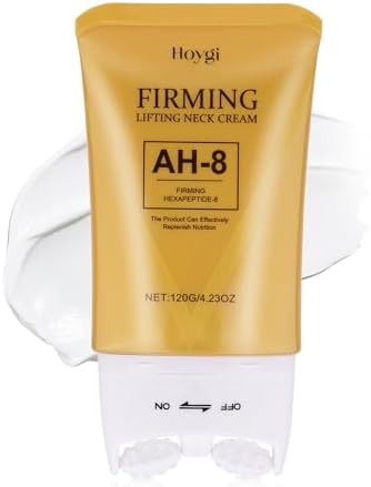 VRAIKO HOYGI AH-8 Firming Neck Cream 2-in-1 Guasha Neck Moisturizer with Roller Applicator for Saggy Skin Double Chin Face Lifting 4.23 oz (1PC)