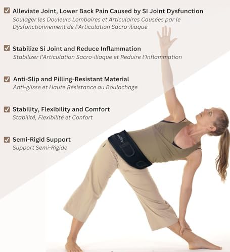 Vriksasana Sacroiliac Hip Belt For Women And Men That Alleviate Sciatic Pelvic Lower Back And Leg Pain Stabilize SI Joint Trochanter Belt Anti-Slip And Pilling-Resistant (Black Regular)