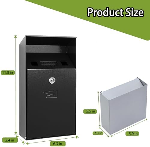 Wall Mounted Cigarette Bin Cigarette Butt Container.Ashtray Cigarette Butt Can Outdoor Commercial Smoking Receptacles Cigarette Butt Receptacle For Garden Office Coffee Shop Smoking Area Black