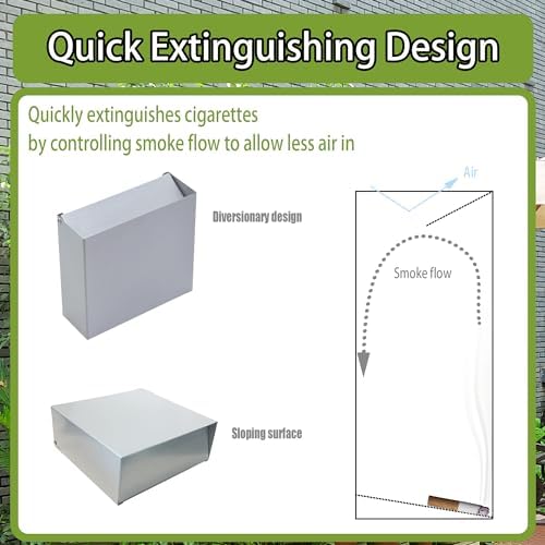 Wall Mounted Cigarette Bin Cigarette Butt Container.Ashtray Cigarette Butt Can Outdoor Commercial Smoking Receptacles Cigarette Butt Receptacle For Garden Office Coffee Shop Smoking Area Black