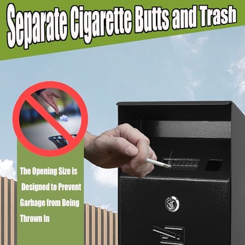 Wall Mounted Cigarette Bin Cigarette Butt Container.Ashtray Cigarette Butt Can Outdoor Commercial Smoking Receptacles Cigarette Butt Receptacle For Garden Office Coffee Shop Smoking Area Black