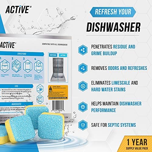 Washing Machine Dishwasher & Disposal Cleaning Tablets - Appliance Refresh Bundle Includes 12 Month Supply Dishwasher Cleaner Deodorizer Washer Descaler Disposer Freshener Deep Cleaning - 72 Tablets