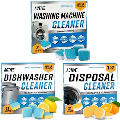Washing Machine Dishwasher & Disposal Cleaning Tablets - Appliance Refresh Bundle Includes 12 Month Supply Dishwasher Cleaner Deodorizer Washer Descaler Disposer Freshener Deep Cleaning - 72 Tablets