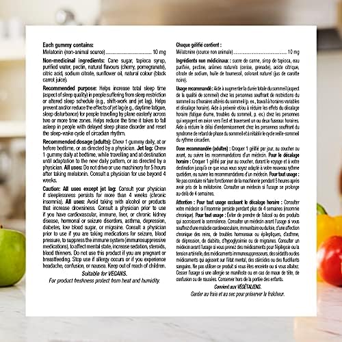 Webber Naturals Melatonin 10 Mg Maximum Strength Gummy 60 Gummies Cherry Pomegranate Flavour For Sleep Support Vegan