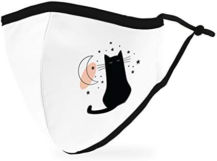 Weddingstar 3-Ply Adult Washable Cloth Face Mask Reusable and Adjustable with Filter Pocket - Moon Cat