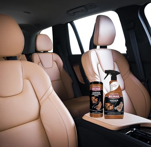 Weiman 3-in-1 Leather Cleaner Conditioner & UVX Protector For Cars Furniture Auto Interior Shoes Purses & Handbags - 2 Pack With Microfiber Towel Included
