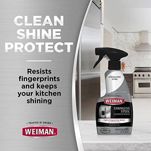 Weiman Stainless Steel Cleaner And Polish - 2 Pack - Removes Fingerprints Residue Water Marks And Grease From Appliances W/Buffing Towel