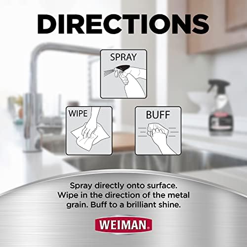 Weiman Stainless Steel Cleaner And Polish - 2 Pack - Removes Fingerprints Residue Water Marks And Grease From Appliances W/Buffing Towel