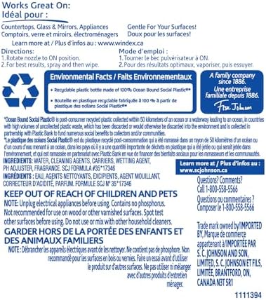 Windex Multisurface Cleaner With Vinegar Perfect For Glass And Windows Bottles Made From 100% Recycled Plastic 765mL