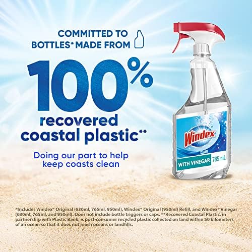 Windex Multisurface Cleaner With Vinegar Perfect For Glass And Windows Bottles Made From 100% Recycled Plastic 765mL
