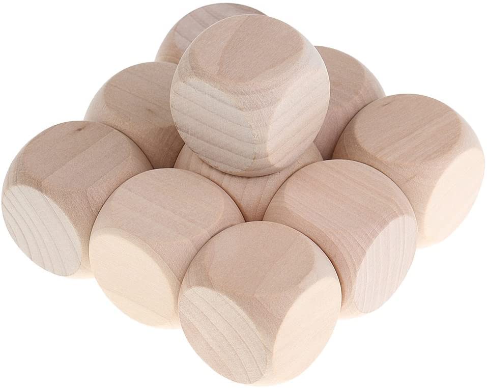 Wood Dice 3 cm Unfinished Blank Wooden Dice 24 Count For Crafts
