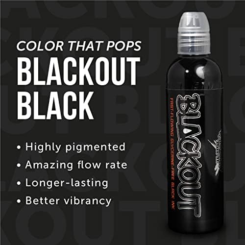 World Famous Tattoo Ink - Blackout Black Tattoo Ink - Professional Tattoo Ink & Tattoo Supplies - Skin-Safe Permanent Tattooing In Bold Shades & Non-Toxic (8 Oz)
