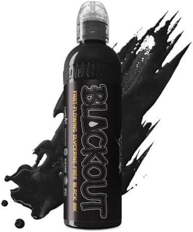 World Famous Tattoo Ink - Blackout Black Tattoo Ink - Professional Tattoo Ink & Tattoo Supplies - Skin-Safe Permanent Tattooing in Bold Shades & Non-Toxic (8 oz)