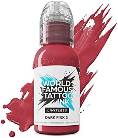 World Famous Tattoo Ink Limitless - Dark Pink 2 - Professional Tattoo Ink & Tattoo Supplies - Skin-Safe Permanent Tattooing in Bold Shades & Non-Toxic (1 oz)