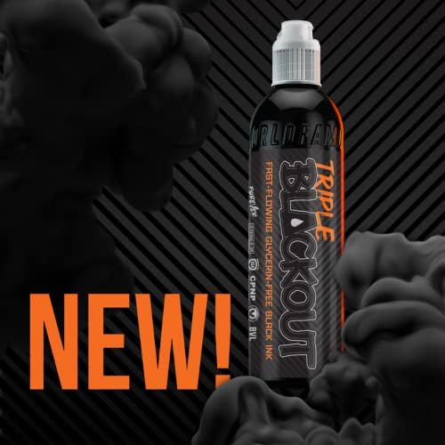 World Famous Tattoo Ink - Triple Blackout Tattoo Ink - Dark & Bold Black Shade - Professional Tattoo Ink & Tattoo Supplies - Skin-Safe Permanent Tattooing In Bold Shades & Non-Toxic (8 Oz)