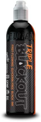 World Famous Tattoo Ink - Triple Blackout Tattoo Ink - Dark & Bold Black Shade - Professional Tattoo Ink & Tattoo Supplies - Skin-Safe Permanent Tattooing in Bold Shades & Non-Toxic (8 oz)