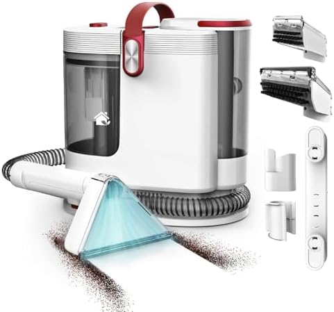 WURESE Portable Carpet Cleaner Machine Couch Cleaner Machine 15Kpa Upholstery Washer with 3 Tools 54oz Large Water Tank 16.4ft Power Cord Spot and Stain Deep Cleaner for Rug Couches Car Red