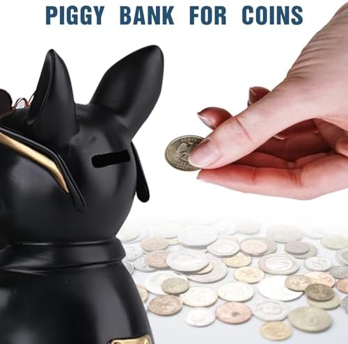 XYQXYQ French Bulldog Statue Resin Dog Butler Decoration Storage Tray Modern Home Decor Creative Cute Dog Storage Tank Applicable For Storing Wallet Key Necklace Candy(Black)